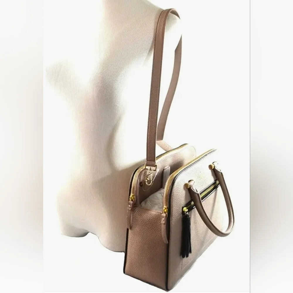 KATE SPADE NEW YORK HAND BAG ALMOND BLACK KALEN CHESTER STREET SATCHEL PURSE WOR